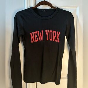 Brandy Melville Women’s Long Sleeve Shirt - New York Black/Red